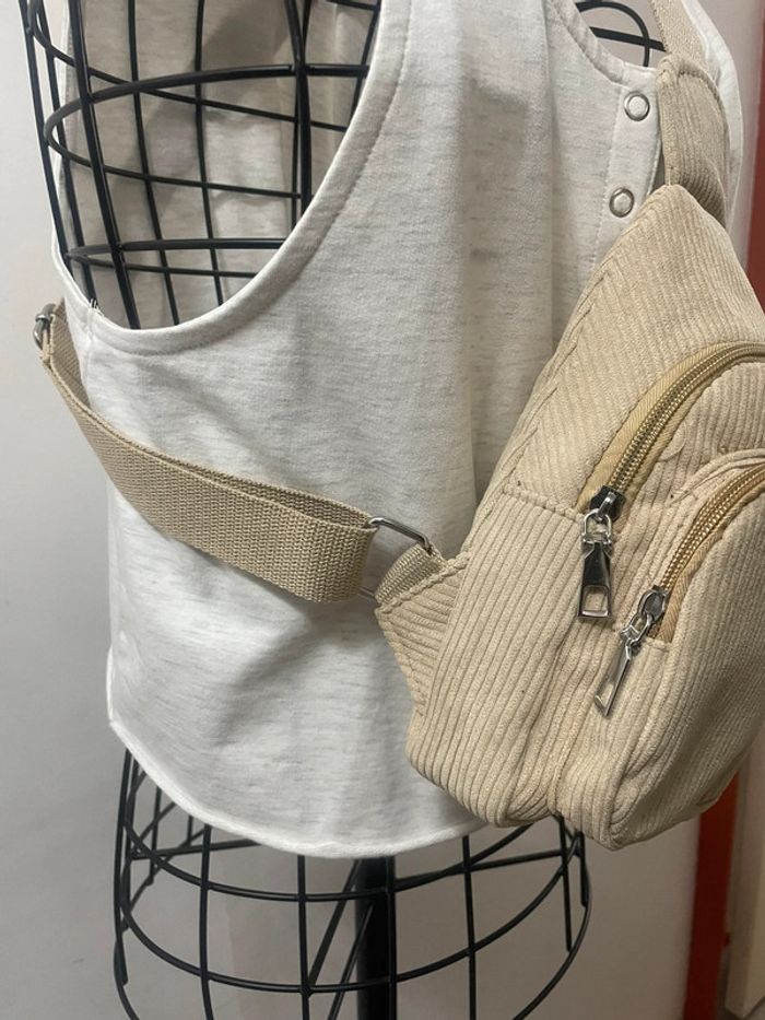 Sac en bandoulière velours côtelé kaki neuf jamais utilisé - photo numéro 4