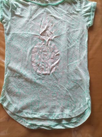 Tee shirt ananas vert et blanc femme