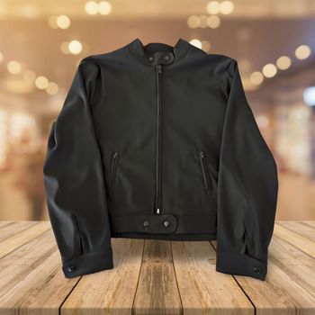 Blouson Noir Col Mao Style Biker
