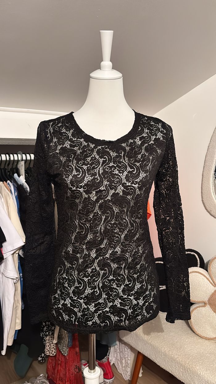 Haut noir en dentelle transparente Molly Bracken T38/40