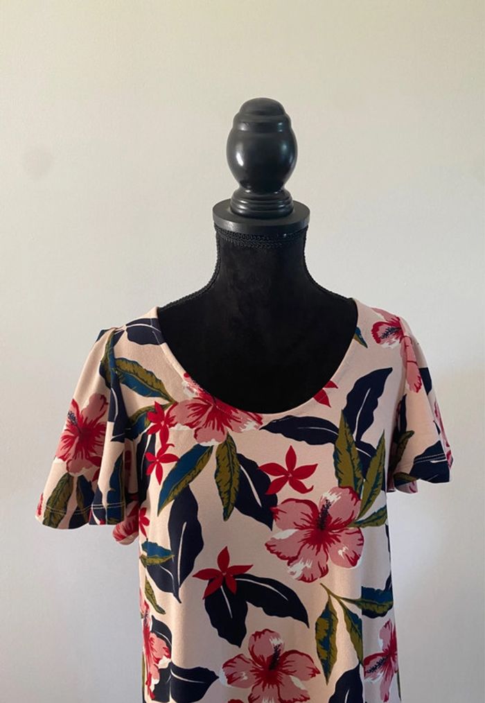Robe d'été Mango rose à fleurs marine taille XS - photo numéro 2