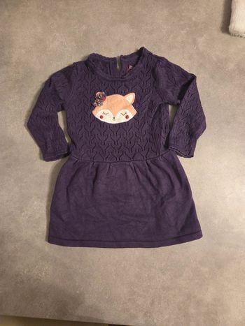 Robe manche longue hiver fille effet tricot violette motifs T24mois sergent major