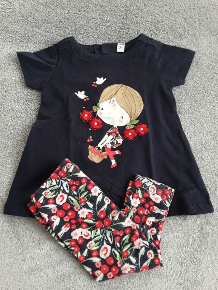 Tee shirt / tunique à manches courtes et son legging 3 mois