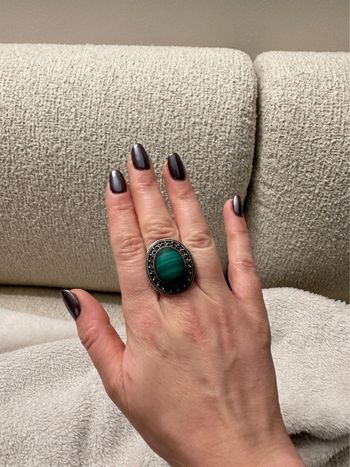 Bague en argent pierre verte 🥑