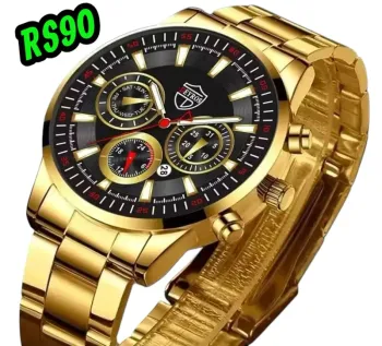 Montres hommes Top marque de luxe montre en or calendrier avec bracelet en acier inoxydable