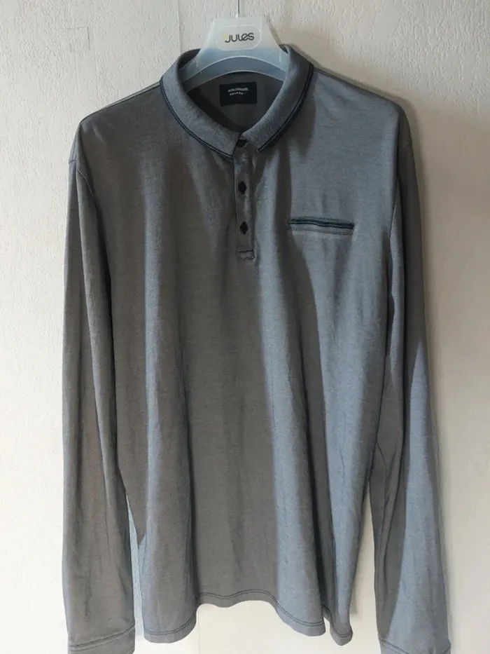 Polo manche longue gris "Devred" - photo numéro 2