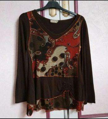 Haut  imprimé marron rouille T.38/40