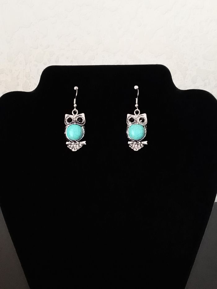 Boucles d’oreilles pendante hibou - photo numéro 2