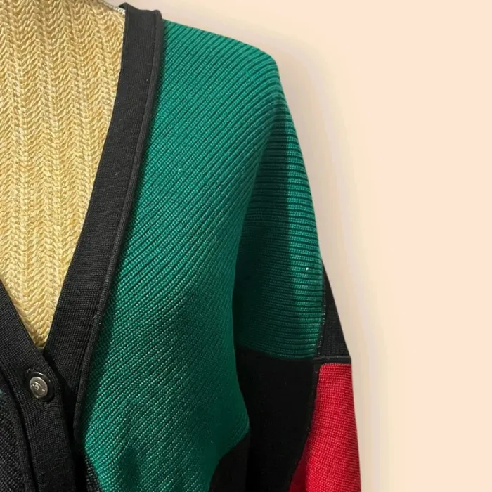 Cardigan rétro vintage 3 couleurs – laine vierge & acrylique – fabriqué en France - photo numéro 2
