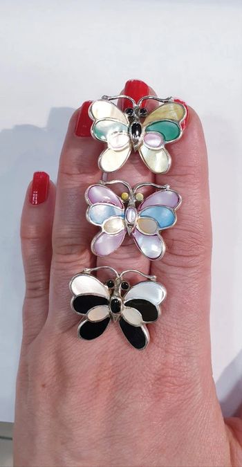 Neuves! Sublimes bagues papillons au choix ! Argent massif 9255