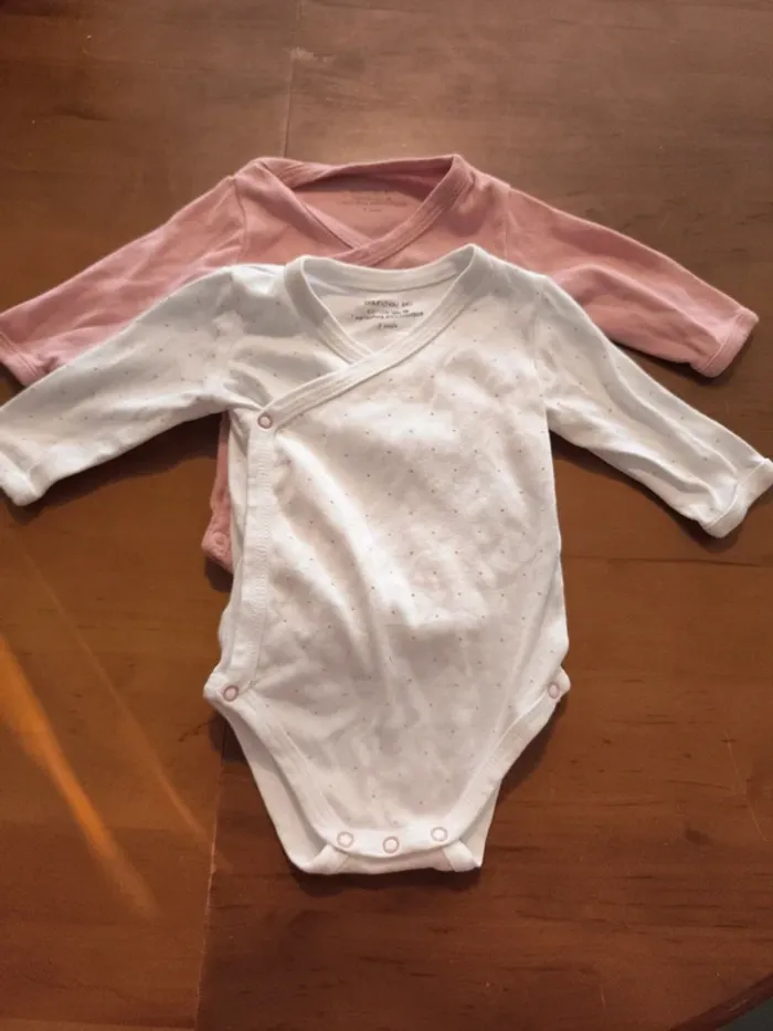 Lot de 2 bodies manches longues bébé 3 mois Bout'chou bio