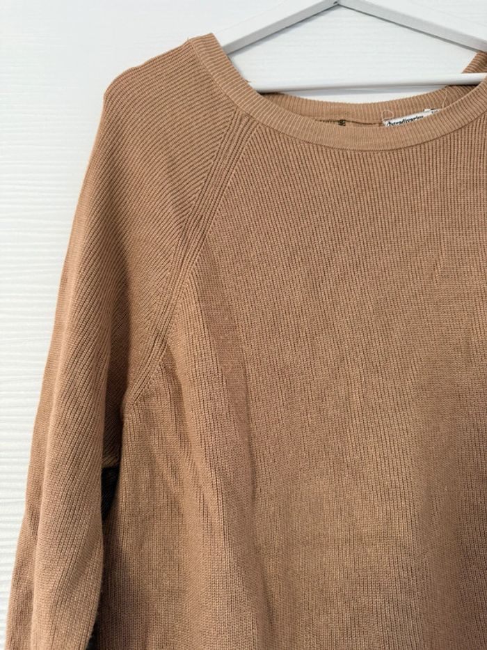 Pull en maille marron beige camel fermeture éclair dos manches longues - photo numéro 2