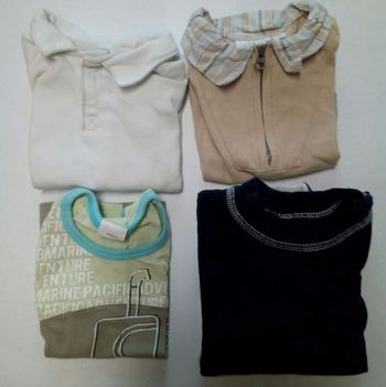 #lot 4 Pièces 12 Mois - 1 Sweat Manche Courte, 2 Polos, 1 Débardeur