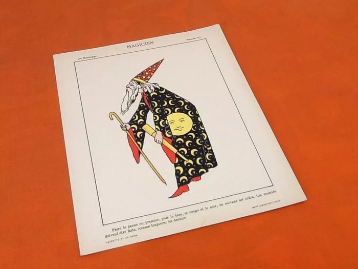 4 anciennes planches à dessin Mes premiers pinceaux Arlequin, Polichinelle, Magicien, Clown - photo numéro 5