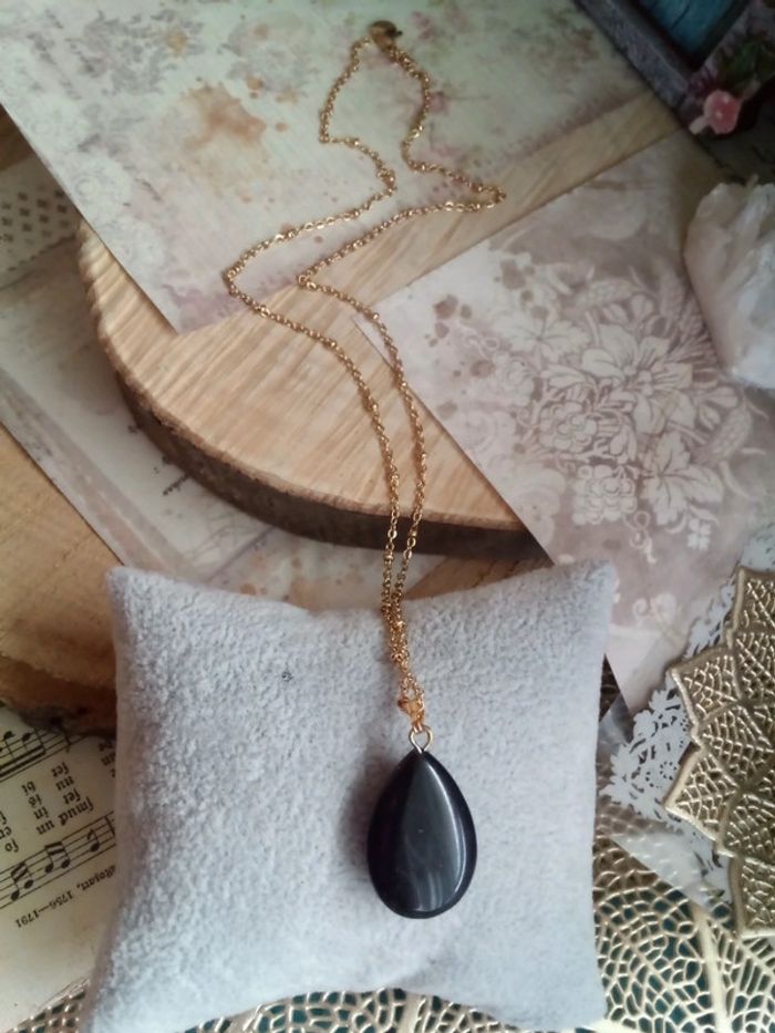 Collier obsidienne naturelle serpent - photo numéro 3