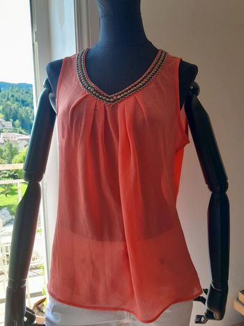 Débardeur rose transparent strass  ONLY taille 38