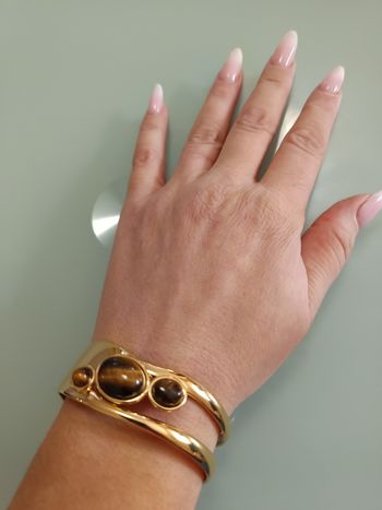 Bracelet jonc ouvert oeil de tigre tendance