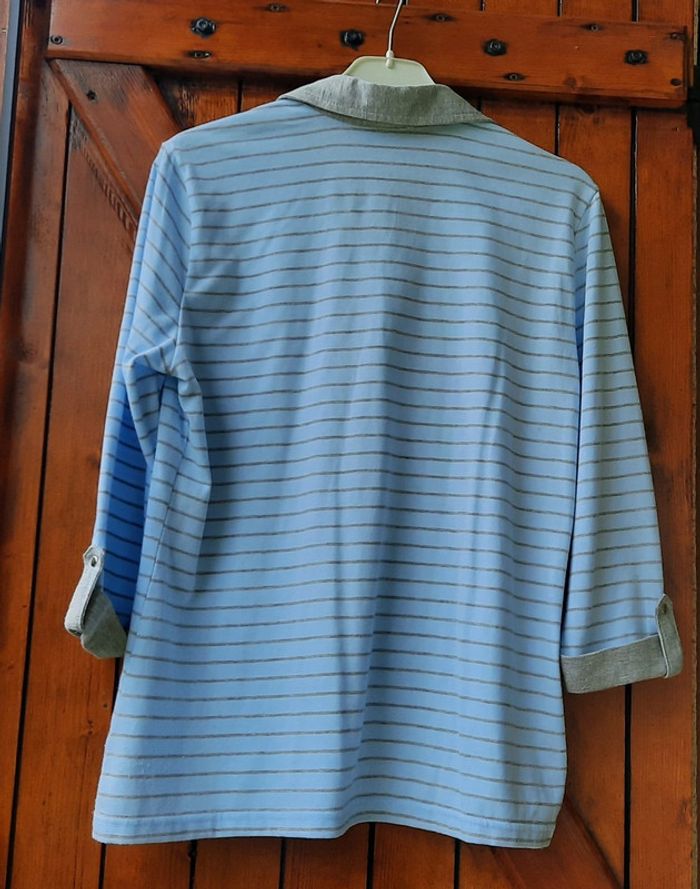 Polo bleu clair et gris Atelier,taille 40 - photo numéro 2
