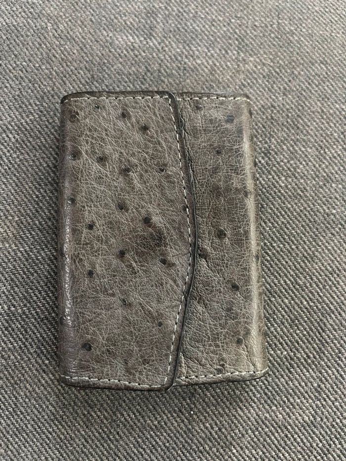Portefeuille gris - cuir d’autruche - photo numéro 5