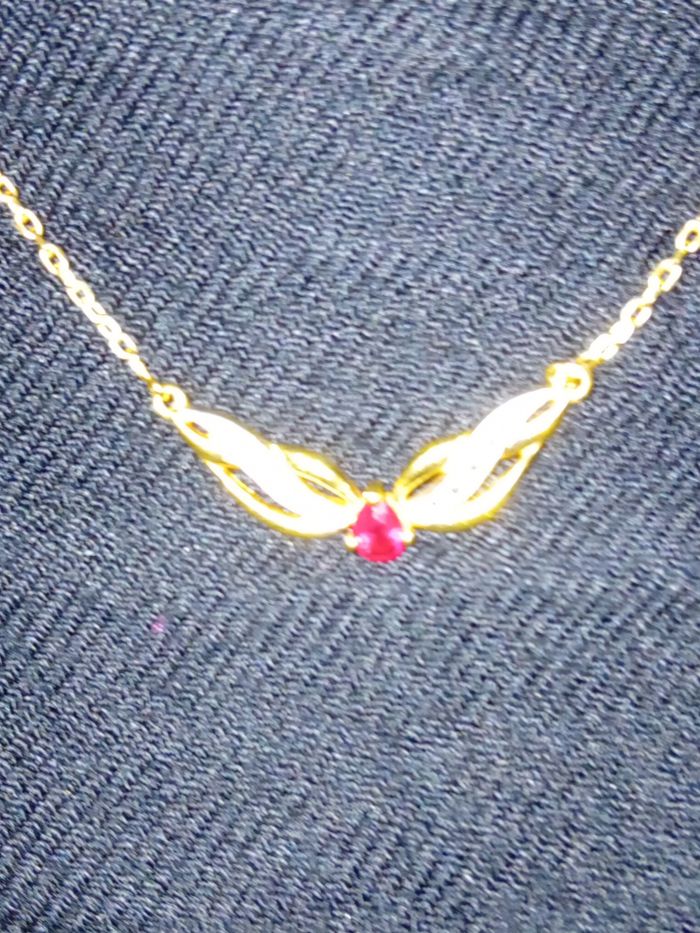 Faby27800 n°23 Collier fantaisie femme - doré, pierre rouge,  Longueur totale 44 cm - photo numéro 5