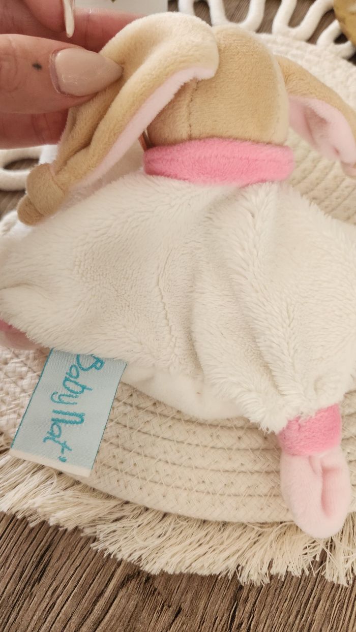 Doudou Lange Lapin Baby Nat Blanc Rose - photo numéro 10