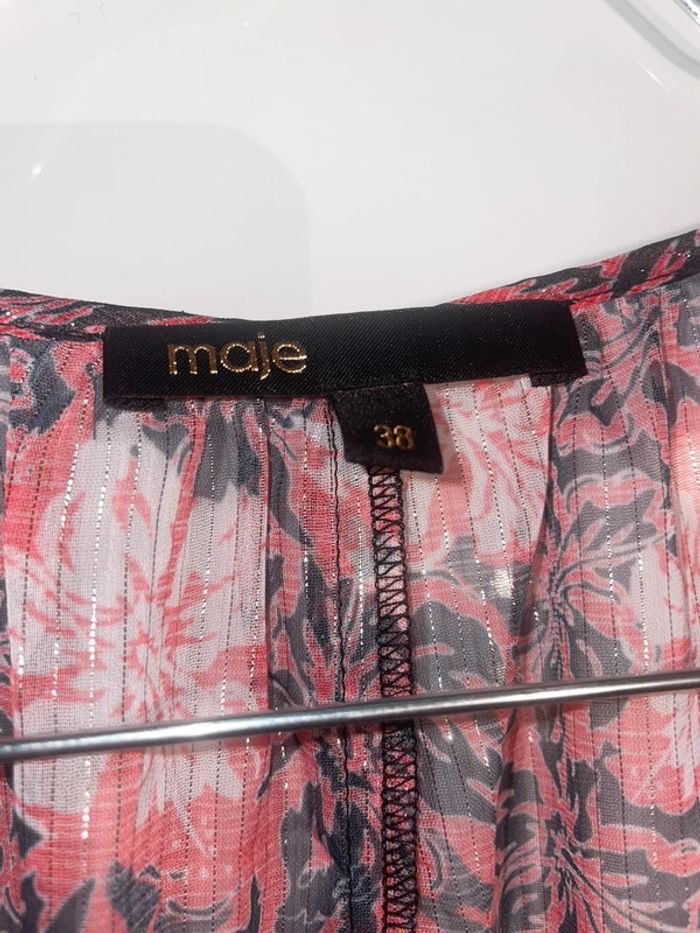 Robe Maje imprimé fleurs rouge - photo numéro 10