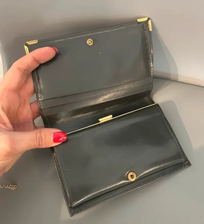 Portefeuille, porte-monnaie en cuir gris - photo numéro 3