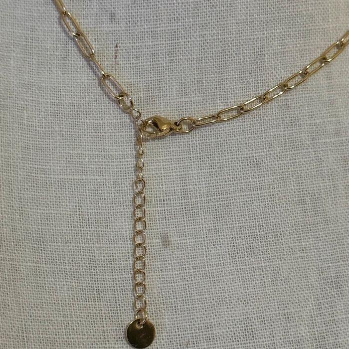 Collier V chaîne épaisse maillons farandole acier inoxydable or réglable - photo numéro 4