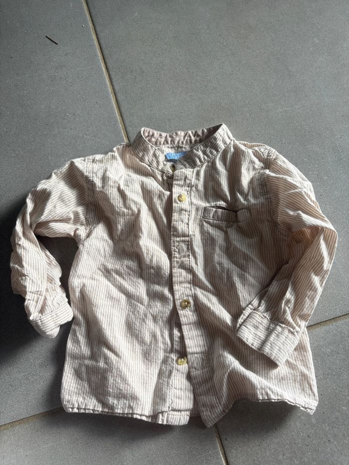 Chemise beige rayé blanc