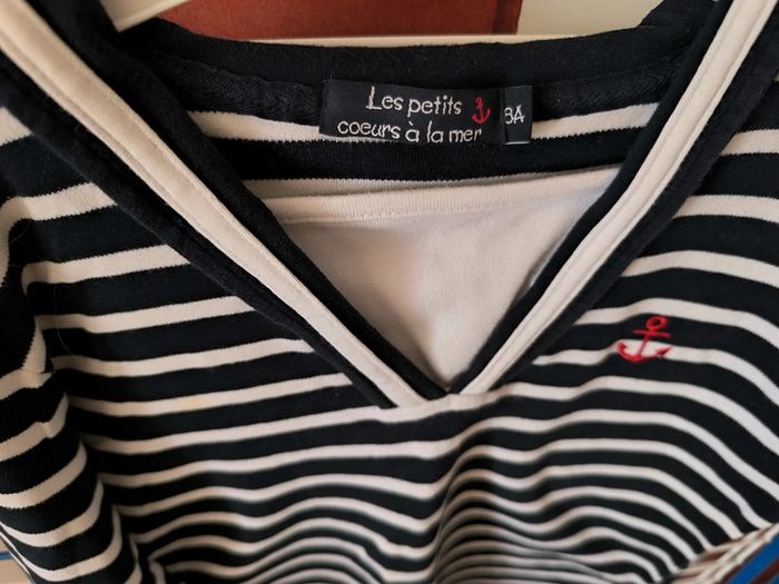 Top marin fille 8 ans - Les petits coeurs à la mer - photo numéro 2