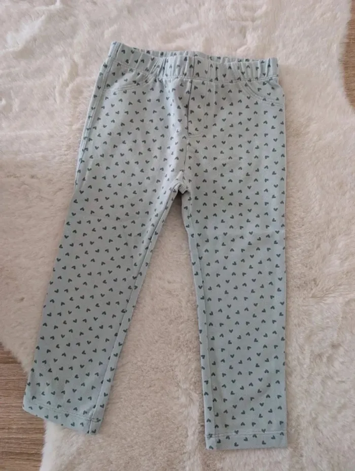 Legging menthe à coeurs fille taille 3 ans In extenso