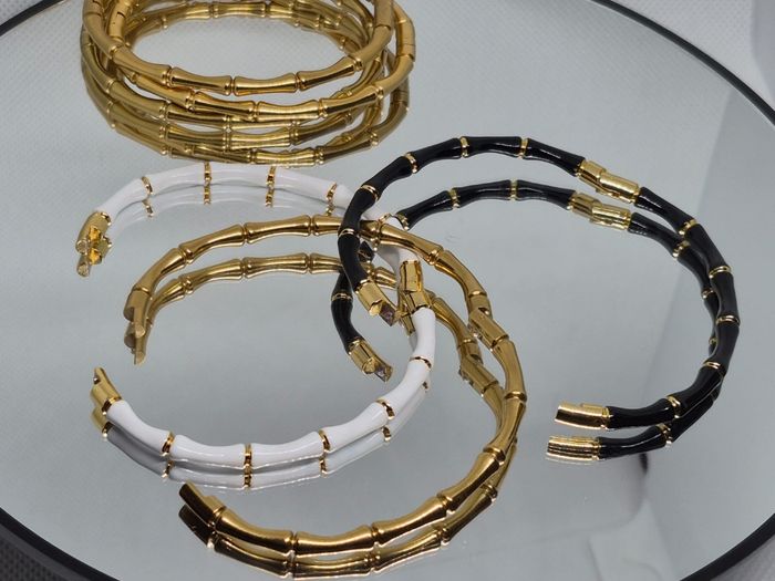 Bracelet forme bambou en plaqué or 18k - photo numéro 6