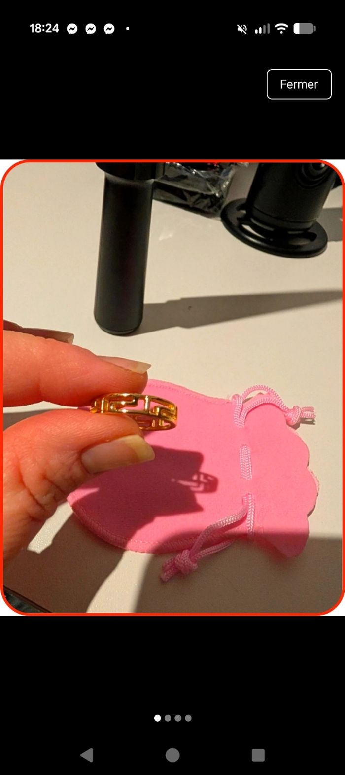 Bague en titane dorée - Motif Méandres (Style Grec) - NEUVE