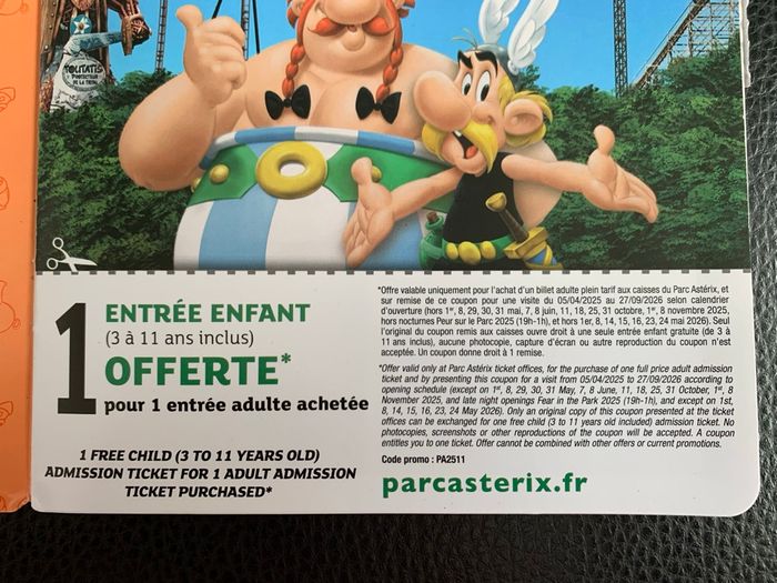 Billet d’entrée enfant (3-11 ans) au « Parc Astérix » - photo numéro 2