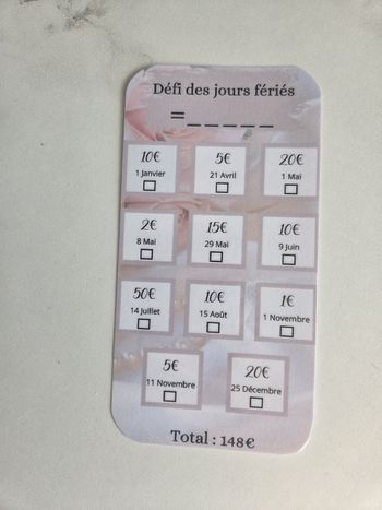 Defi budget des jours férié