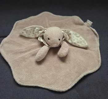 Doudou plat lapin marron et ecru a pois - Zara Home