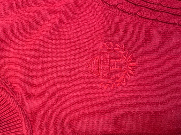 Gilet Tommy Hilfiger rouge torsadée – Taille L – Coton – Écusson brodé - photo numéro 5