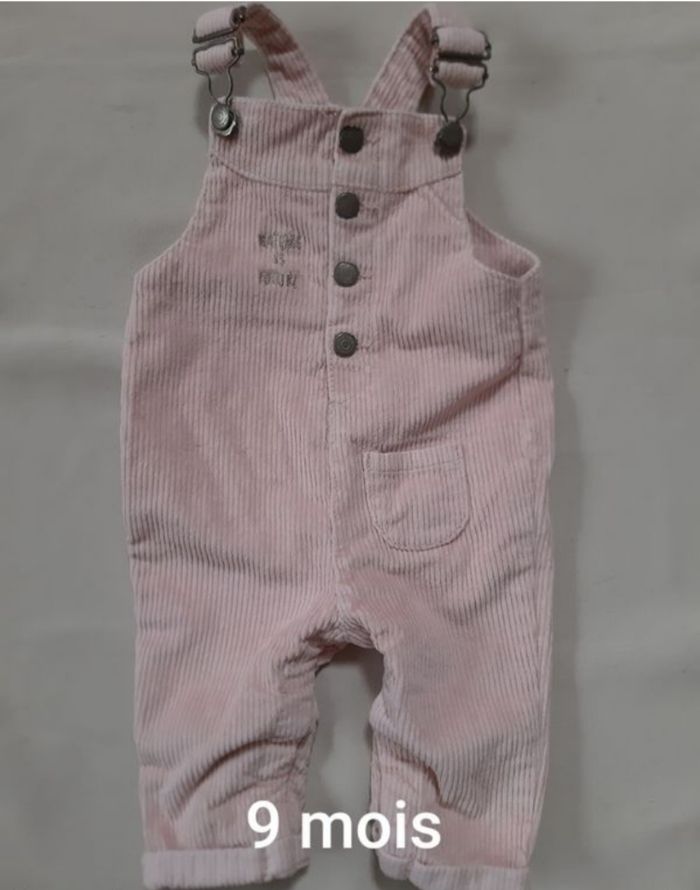 Salopette en velours rose fille - Tape à l'Oeil - 9 mois