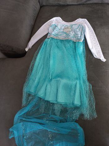 Robe déguisement elsa reine des neiges avec longue traîne 3/4 ans