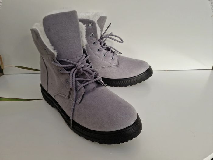 Bottines Grises Fourrure Blanche
