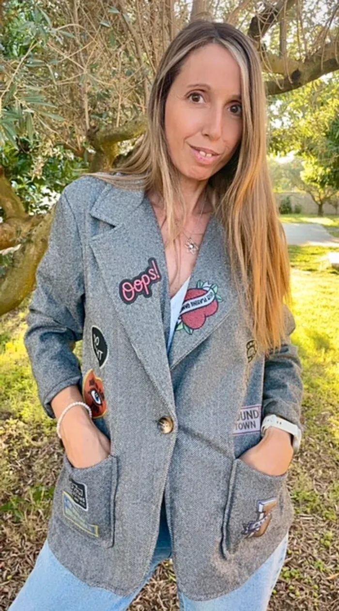 Veste blazer grise tendance , oversize.Taille unique - photo numéro 6