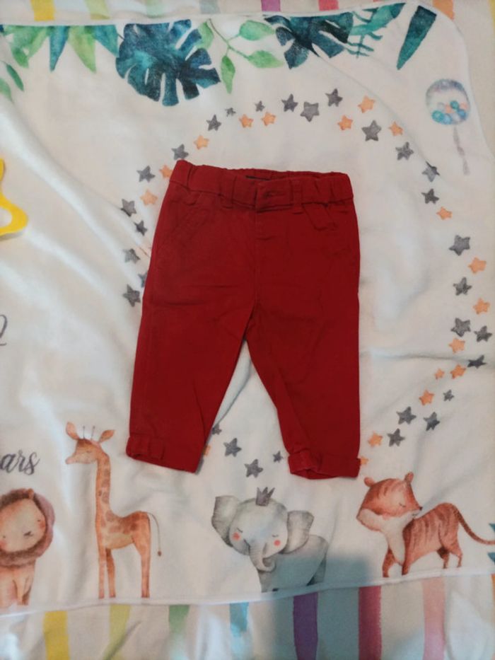 Pantalon rouge toile - photo numéro 2