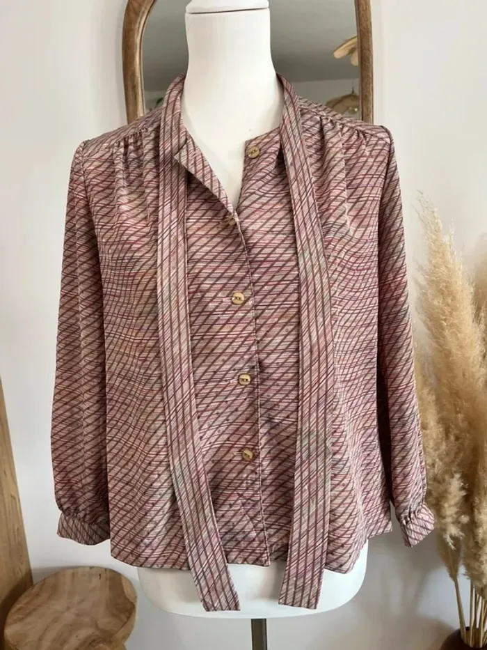 Blouse rayée rosé vintage japonais - photo numéro 3