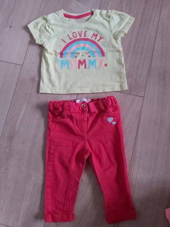 Ensemble pantalon jeans et tee-shirt fille 6 mois (78)