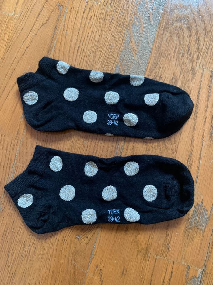 Chaussettes noires à pois dorés Yorn - photo numéro 3