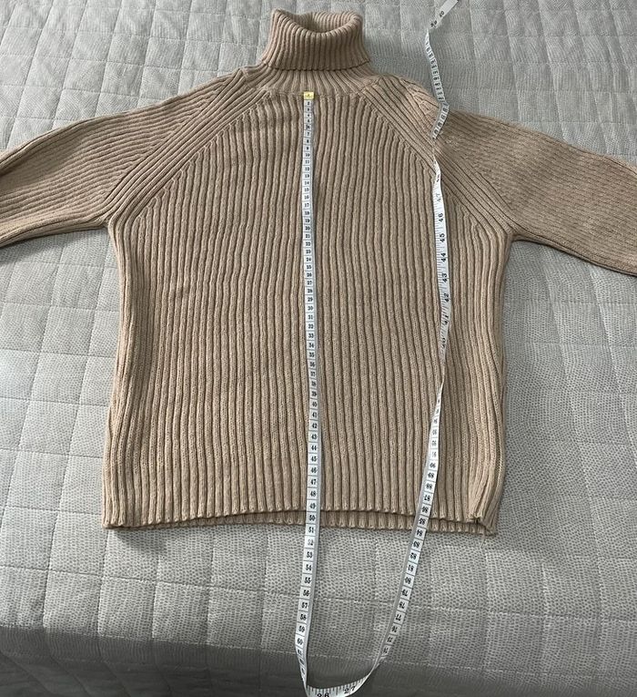 Pullover dolcevita a coste beige tg M - photo numéro 2