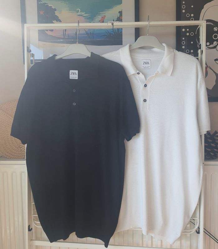 Lot de deux polos laine, Zara, blanc & noir, taille: L - photo numéro 3