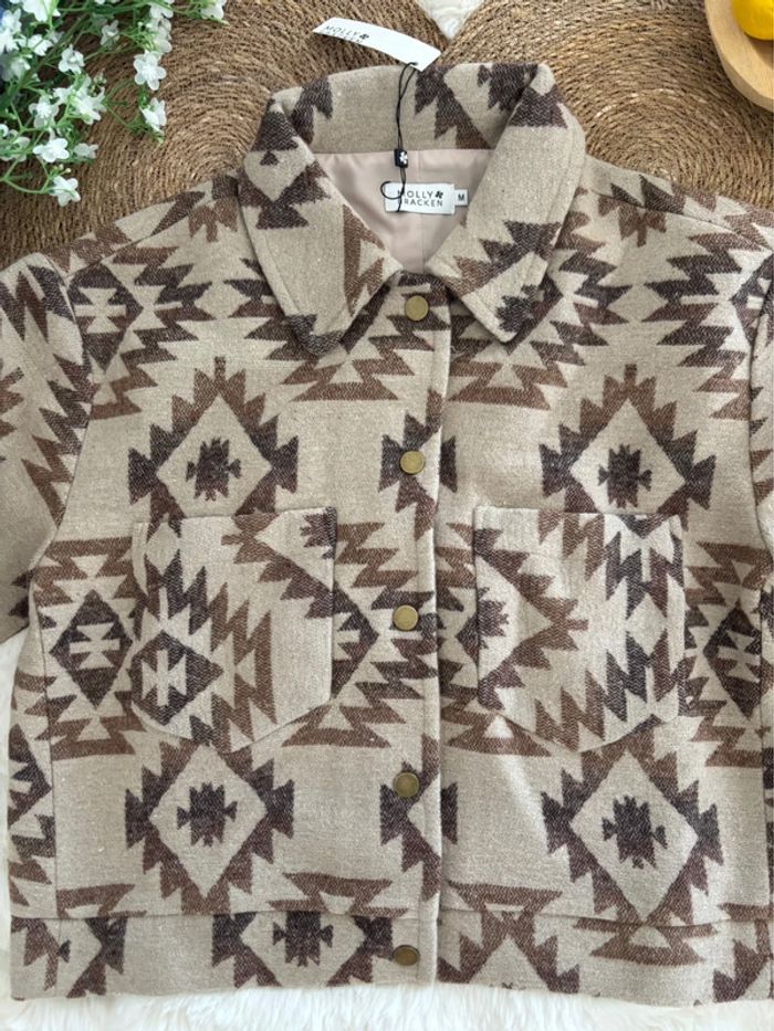 Veste à motifs beige et marron Molly Bracken taille M - photo numéro 2