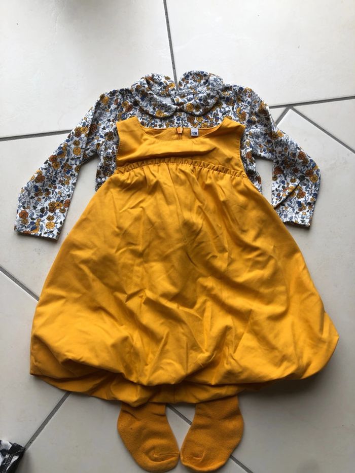 Ensemble robe, haut manches longues et collants 12 mois