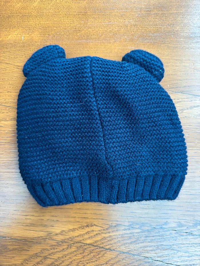 Bonnet bleu marine doublé bébé 3-6 mois - photo numéro 3